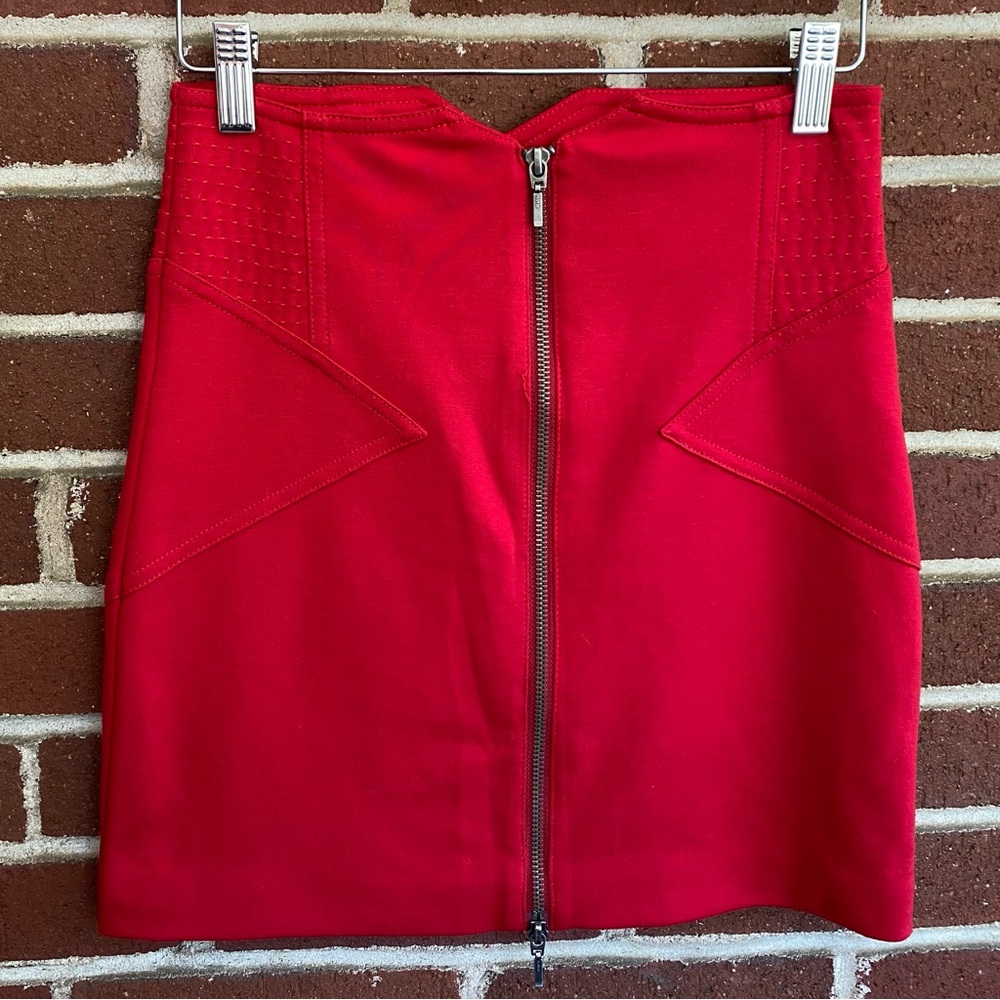 BCBGeneration Red Zip Front Bodycon Mini Skirt